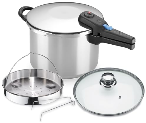 Alza Omega - Autocuiseur Rapide de 6 Litres + Panier, Acier Inoxydable 18/10, Compatible avec tout type de Plaques, Induction
