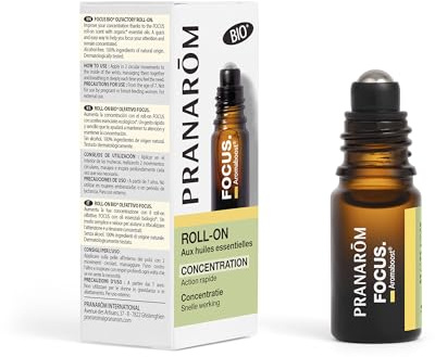 PRANAROM Aromaboost Focus Bio Roll-on – Concentración y Memoria – Acción Inmediata – Aceite Esencial Bio de Menta Piperita – 5 ml
