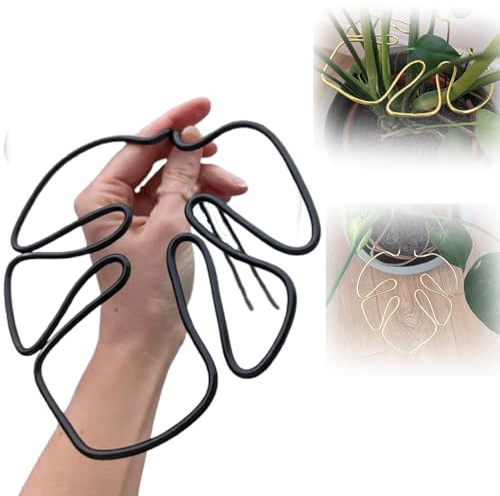Support pour Plantes en Forme de Monstera, Cages et Supports pour Plantes en Forme de Feuille Mignonne (Black)