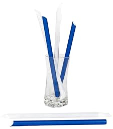Bunte Papierstrohhalme - Hochwertiger& stabiler Papiertrinkhalm 100% biologisch abbaubar, Blau, Ø 12 mm, 230 mm [100 Stück]