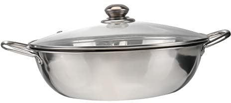 CIYODO Hot Pot - Elektrischer Schmortopf Mit Trennwand Induktionspfanne Aus Edelstahl Kochgeschirr Mit Zwei Geschmacksrichtungen Glasdeckel 32 Cm