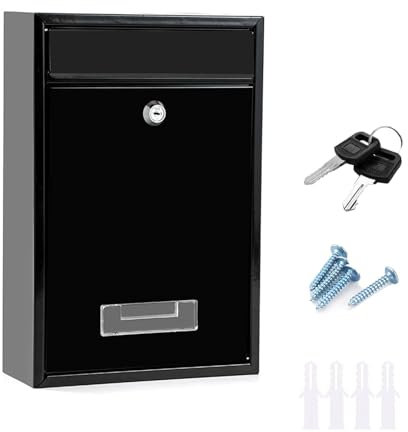 Post box, Letter Box for Outside, Waterproof Wall Mounted Letterbox for Mails Stylish Secure Mailbox Wall Mounted for Home and Office
