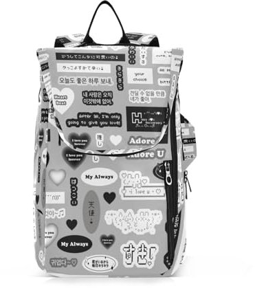 Amooorous Tennis-Rucksack für Damen und Herren, leicht, Schwarz und Weiß, Collagen-Figuren, Tennistasche, hält 2 Schläger für Damen, Herren, Jugendliche