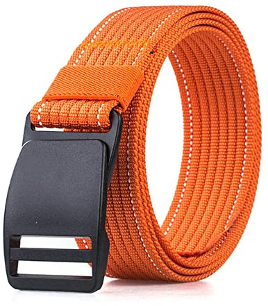 YDEWLY Herren-Stoffgürtel, elastischer Gürtel, Herren-Freizeitgürtel, 125 cm, Jeansgürtel, geflochtener Nylongürtel, Herrenbekleidungszubehör(Orange)