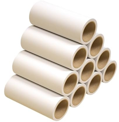 Tragbarer Fusselroller mit 6 Nachfüllrollen (60 Blätter pro Rolle) – 10cm/16cm/24cm, Wiederbefüllbare Kleberolle für Tierhaare, Kleidung & Möbel – Farben: Grün, Beige, Rot, Grau
