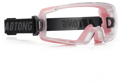 abtong Gafas de seguridad sobre gafas, protección ocular para trabajo de laboratorio de química y uso industrial, certificado ANSI Z87.1 con lente transparente antivaho, resistencia al impacto, correa