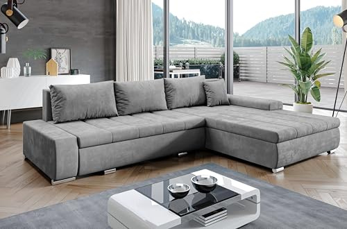 AXLIVING Eckcouch mit Bettfunktion Tunceli Grau - 297 cm breit Modern