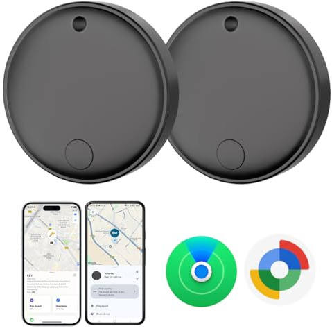 Lmrbelec Smart Tracker Tags für Android & iOS, Funktioniert mit Apple Find My & Google's Find Hub, Schlüsselfinder Tracking Tag für Gepäck, Brieftasche, Fahrrad, Taschen - 2 Pack