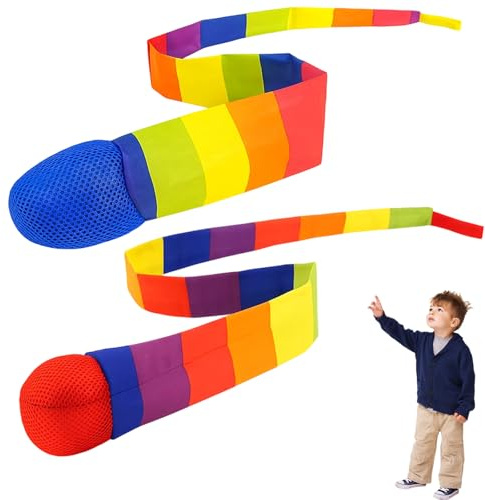 AevYxq Regenbogenball, 2 Stück Flummi Mit Schweif Für Gartenspiele Für Kinder, Tiefblau Und Rot, 95cm Oxford-Stoff Bälle Zur Förderung Der Hand-Auge-Koordination, Ideal Für 3-8 Jahre Alte Kinder