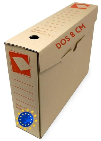Générique Lot de 20 Boîtes à Archives Eco-Responsables | 100% Carton Kraft Brun Recyclé FSC | Dos 8 cm | Archivage, Rangement & Classement Documents Factures Contrats Catalogues (DOS 8 CM)
