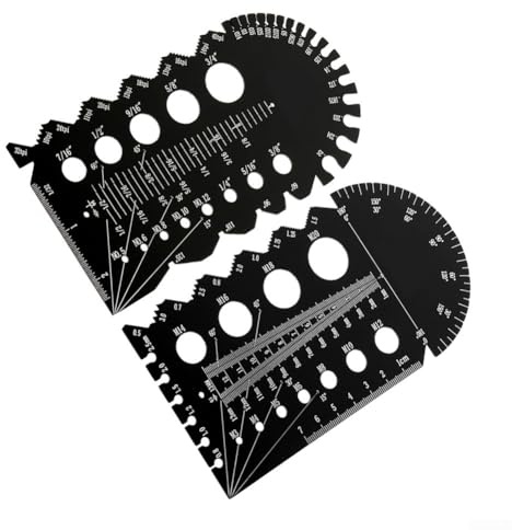 Gdfnmogo Juego de medidores de paso de rosca de metal con métricas y básculas para automoción, maquinaria y proyectos de bricolaje, 2 unidades, incluye guías cónicas extraíbles, transportador y regla
