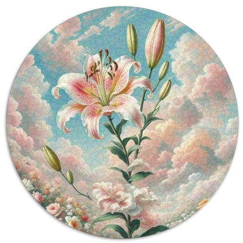 Lilie Puzzle 1000 Teile Rund Fur Erwachsene Und Kinder Blumen Legespiel Geschicklichkeitsspiel Geschenk Fordernd Kleinkinder 1000pcs (67.5x67.5cm)