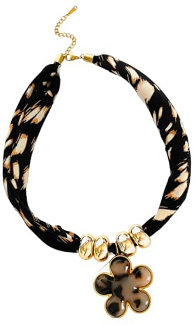 VIVIWI Stilvolle Halskette mit Leopardenmuster und floralem Herz-Anhänger für Damen, Modeschmuck