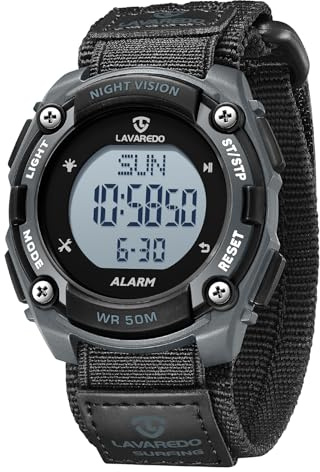 Timever Orologio Digitale da Uomo con Cinturino in Nylon - Sportivo Impermeabile 5 ATM con Doppio Fuso Orario, Calendario, Sveglia con Snooze, Cronometro, Conto Alla Rovescia e Luce