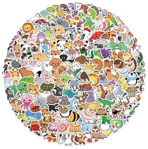 200 Pcs Animal Stickers,Cute Stickers,Colorful Animal Waterproof,Vinyl Cute Aesthetic,for Laptops,Skateboards,Classroom Prizes,Gifts,Water Bottles,Suitable for Adolescent Girls and Children
