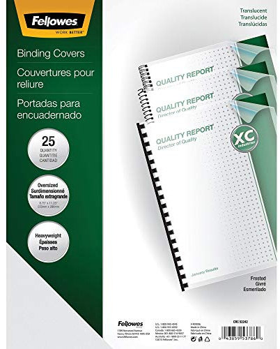 Fellowes Futura Premium Heavyweight Presentation Covers, Oversize, Frosted, 25 Pack (5224201)