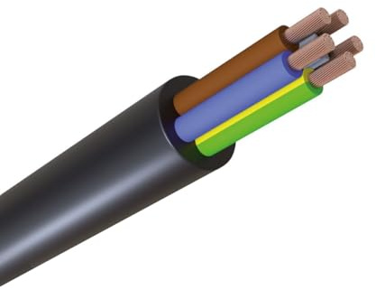 WITTKOWARE Netzkabel H07RN-F, schwere Gummischlauchleitung, 5G2,5 mm², schwarz, Kabellänge 50m