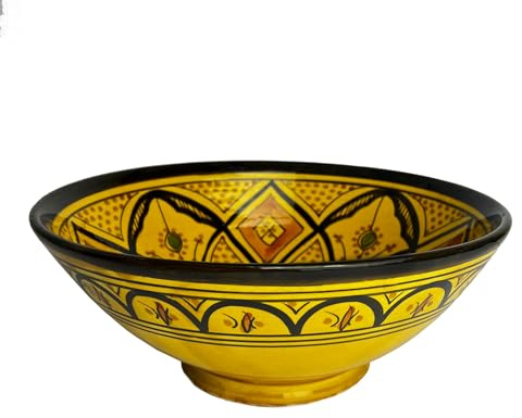 Orientalische marokkanische Keramikschale Keramik Obst Salat Reis Schale Schüssel Deko XXL Color Gelb