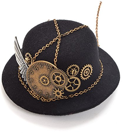 BLESSUME Viktorianisch Steampunk Frauen Mini Top Hut Haarclip Getriebe Mini Hut Gotisch Zylinder Haarspange