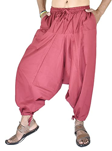 Whitewhale Men's Cotton Solid Harem Pants Yoga Trousers Hippie