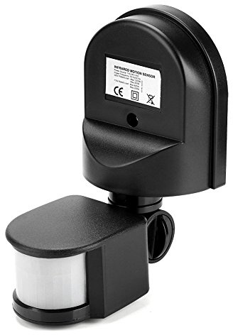 Zunate Infrared Sensor Switch, Infrared Motion Sensor 110V-240V Adjustable PIR Body Motion Infrared Sensor 10A Waterproof Detector Bulb Switch Black, IP44 Level