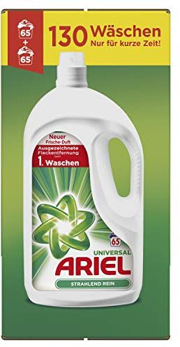 Ariel Detersivo liquido, detersivo liquido universale, puro brillante, 130 lavaggi (2 x 3,575 L)