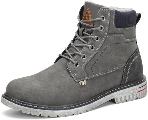 Mishansha Men's Waterproof Snow Boots, Winter Hiking Boots, Grey Size 6.5