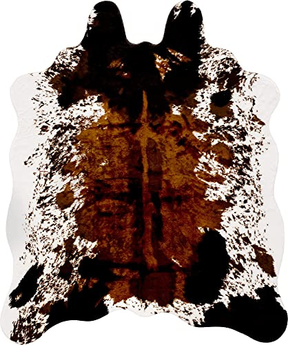 CONBEN Premium Faux Cowhide Rug Large (4.6ft x 6.6ft) - No-Slip Backing, Cow Print Decor - Western Wall Art Farmhouse, Western Floor Rugs for Living Room, Bedroom, Dining Area or Office