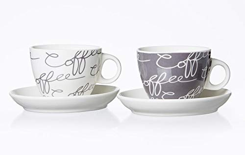 Flirt by R&B Cappuccinotasse Cornello mit Untertasse 180ml Grey 2er Set