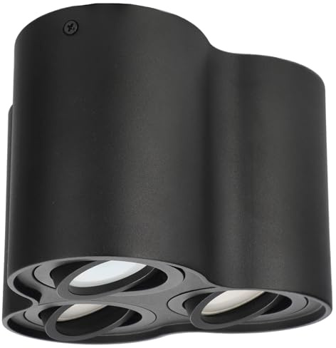 EDO Aufbauspot Schwarz Rund SKAND 3 - Dreifacher Schwenkbarer Deckenstrahler GU10 Fassung - Moderne Aluminium Aufputz Spotlampe - Aufbaustrahler für Wohnzimmer, Küche, Flur, Büro, Schlafzimmer