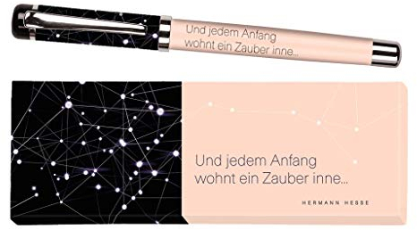 moses. libri_x Tintenroller Hermann Hesse, Tintenschreiber aus Metall mit blauer Mine, Bedruckt mit Zitat von Hermann Hesse, In einer Geschenkbox, 1 Stück (1er Pack)