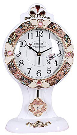 WZCXYX Orologio da Camino,Orologio Silenzioso in Legno con Numeri Arabi dal Design Antico, utilizzato nella Camera da Letto caminetto Camino Soggiorno Camera familiare(Color:Bianca)