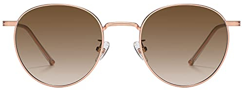 H HELMUT JUST Sonnenbrille Rund für Damen Verlauf Braun Getönte Linse Filigranes Gestell Kategorie 3