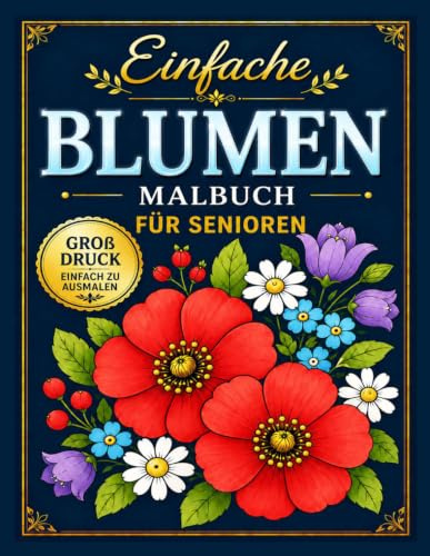 Einfache Blumen Malbuch für Senioren: Malbuch mit Schöne Blumen zum Anti-Stress-Wirkung | Das Ausmalbuch mit 40 Blumen Motiven für Erwachsene | Mandalas zum Ausmalen und Entspannen Zuhause, Großformat