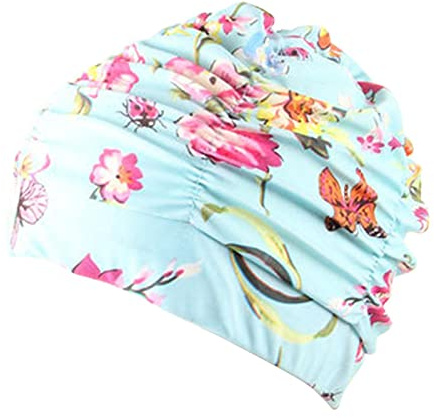 MOVKZACV Swimming Cap - Pleated Petal Fabric - Swimming, Beach, Seaside Protection - Long Hair Ear Cap - Girls, Ladies, Adults - Men's and Women's