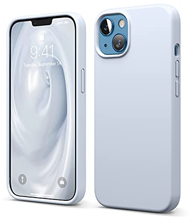 elago Silikon Hülle für iPhone 13 | Premium-Silikon, kratzfest, Rundumschutz, weiches Mikrofaserfutter (Hellblau)