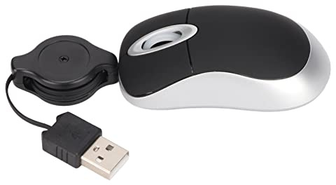 Sxhlseller Optische USB Maus, Tragbare Reisemaus mit 68cm Einziehbarem Kabel, Kompakte Taschenmaus für PC, Laptop und Kinder