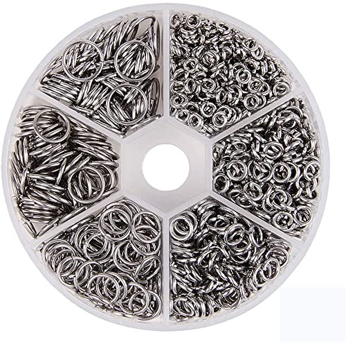 Offene Binderinge,1600 Stück Silber Biegeringe Offene Spaltringe, Jump Ringe Spaltringe Schmucksache für DIY Choker Halsketten Armband Herstellung 4-10MM