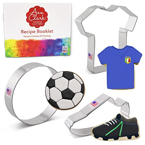 Fußball-Ausstechformen, 3-teiliges Set von Ann Clark USA, mit Fußball, Fußballschuh und Trikot