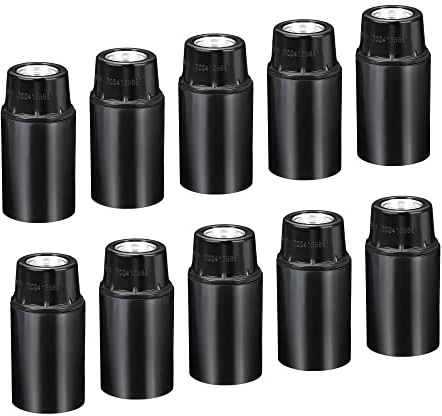 PATIKIL 10 Paquete E14 Bombilla Soporte Luz Zócalo Rosca LED Bombilla Negro | Lámpara Soporte, para Colgantes Luces