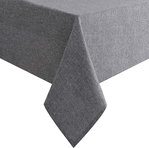 Hiasan Tischdecke Leinenoptik Eckig Tischtuch Wasserabweisend Tischwäsche, 1 Stück, 135 x 220cm, Grau