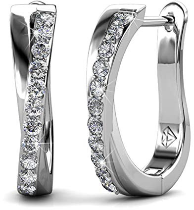 Hoop-Ohrringe für Frauen aus 18K Weißgold mit funkelnden Kristallen, inklusive Schmuckbox – ideal für Frauen, Ehefrauen, Mütter und Töchter
