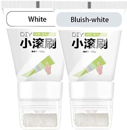 Kleiner Rollpinsel Wand Latex Farbe DIY Wandfarbe Wandrenovierung Reparatur Wandpaste Umweltschutz Graffiti Farbe Schmutzige Abdeckung Wandfarbe Rollbürste Wand Latexfarbe 2PCS (Weiß+Hellblau)