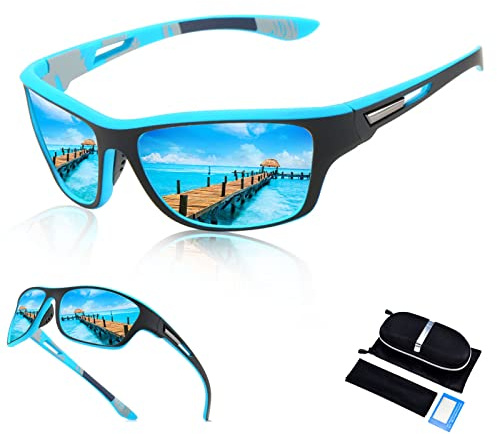 Sport Sonnenbrille Herren Polarisierte Sportbrille Outdoor Sportbrille Fahrradbrille Winddicht Selbsttönend Polarisierte Fahrradbrille für Herren Damen zum Angeln Fahrrad Golfen Laufen UV400 Schutz