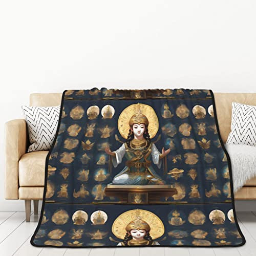 TORONG Doppelseitige Flanellstatue Gottes Überwurfdecke für Erwachsene für Auto Bett Nickerchen Warm bequeme Decke