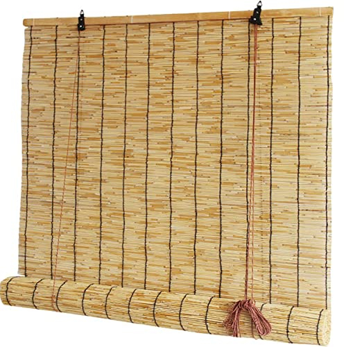 ZHJSHOU Bambusrollo Outdoor Wetterfest,Retro Natural Schilf Vorhang Bambus,Sonnenschutz Vorhang Balkon Dekoration,Wärmedämmung/Wasserdicht,für Fenster und Türen,100x200cm/39.3x78.7in(WxH)