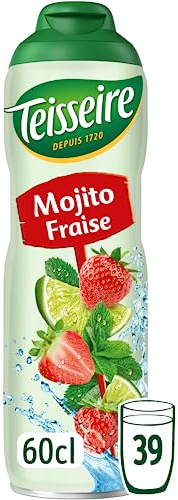 Teisseire Sirup Mojito Erdbeere für Cocktails und alkoholfreie Cocktails, Erfrischungsgetränke, natürliche Aromen, Flasche 60 cl