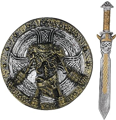Funidelia | Escudo y espada vikingo para hombre Nórdico, Valkiria, Bárbaro, Vikings - Accesorios para adultos, accesorio para disfraz - Marrón