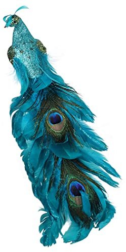 TITA-DONG Blauer Pfau-Weihnachtsschmuck, 50,8 cm Langer Pfauenfeder-Clip-Ornament, Weihnachtsbaumschmuck mit Pfauenfeder und Langem Schwanz, Blaue Pfauendekoration für Weihnachtsschmuck(#1)