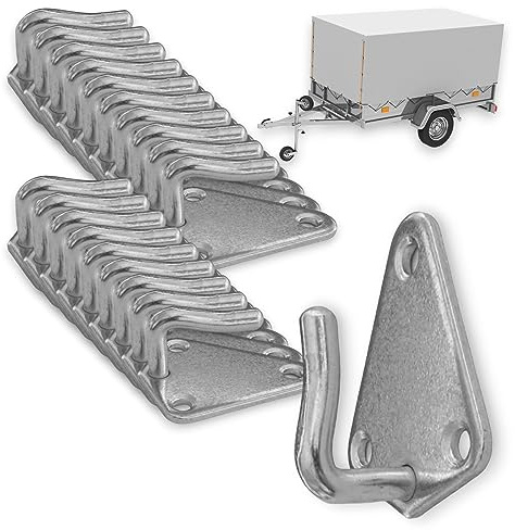 All-around24 Dreiloch Planenhaken Netzhaken für Plane & Anhängernetz langlebige Dreilochplanenhaken aus verzinktem Guss - robuste Dreilochhaken Abspannhaken für Anhänger (20 X Planenhaken)